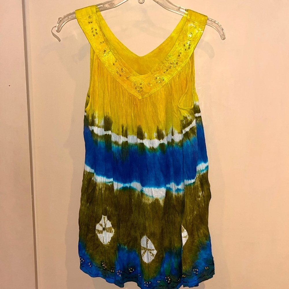 Just Cruising tye dye tank top with embellishments size free - L / XL